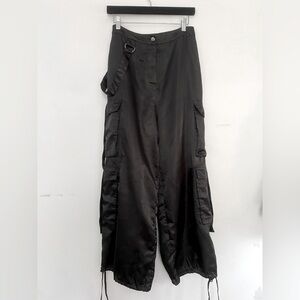 Silky Parachute Pants Black